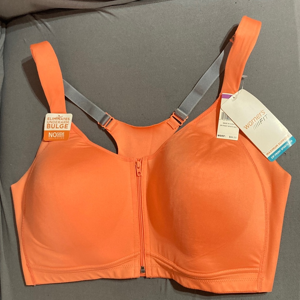 Warners fit Women's Intimates Orange Zip-Front Bra